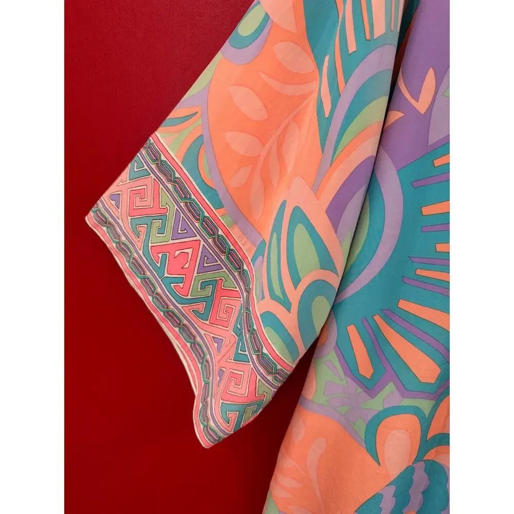 Alice & Trixie 100% Pastel Silk Open Front Kimono Sample Paisley Geo Top Size S - Picture 4 of 15